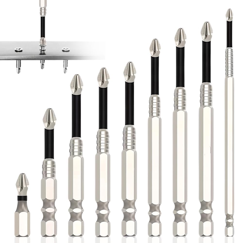 High Magnetic Screwdriver Drill Bit Set, 2025 New Strong Magnetic Durability Screwdriver Drill Bit Set, Universal Anti-Slip Magnetic Electric Screwdriver Set, 25 50 65 70 75 90 100 120 150mm (9 Pcs)