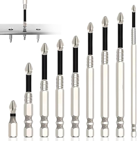 High Magnetic Screwdriver Drill Bit Set, 2025 New Strong Magnetic Durability Screwdriver Drill Bit Set, Universal Anti-Slip Magnetic Electric Screwdriver Set, 25 50 65 70 75 90 100 120 150mm (9 Pcs)