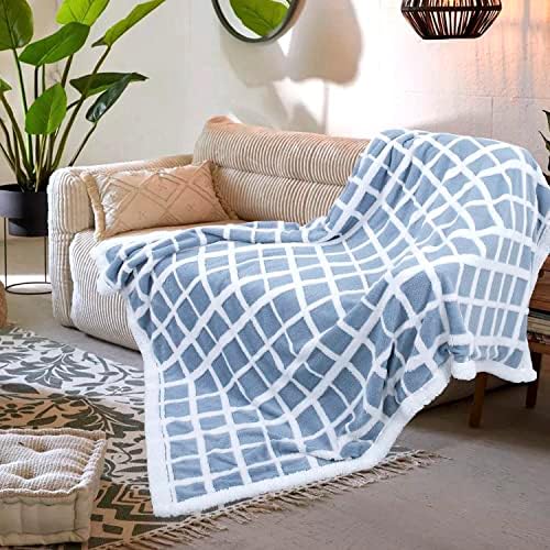 Pink Sherpa Fleece Throw Blanket Fluffy Plaid Large Textured Checkered Winter Warm Women Girl 130×150CM Plush Fuzzy Double White Blanket Super Soft Couch Sofa Throw