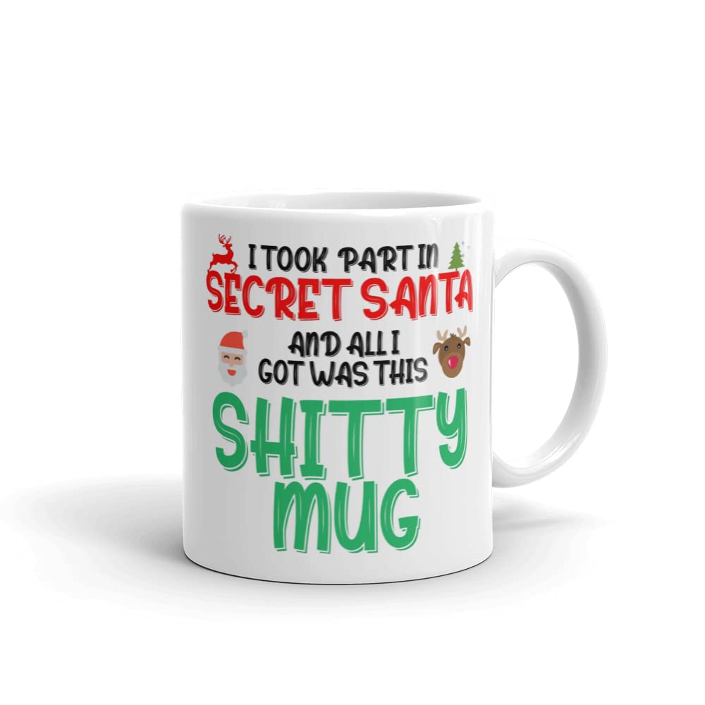 TheAbstractix 11oz White Ceramic Christmas Mug - Funny Rude Secret Santa Gift Mug - Perfect for Work Colleagues or Home Use