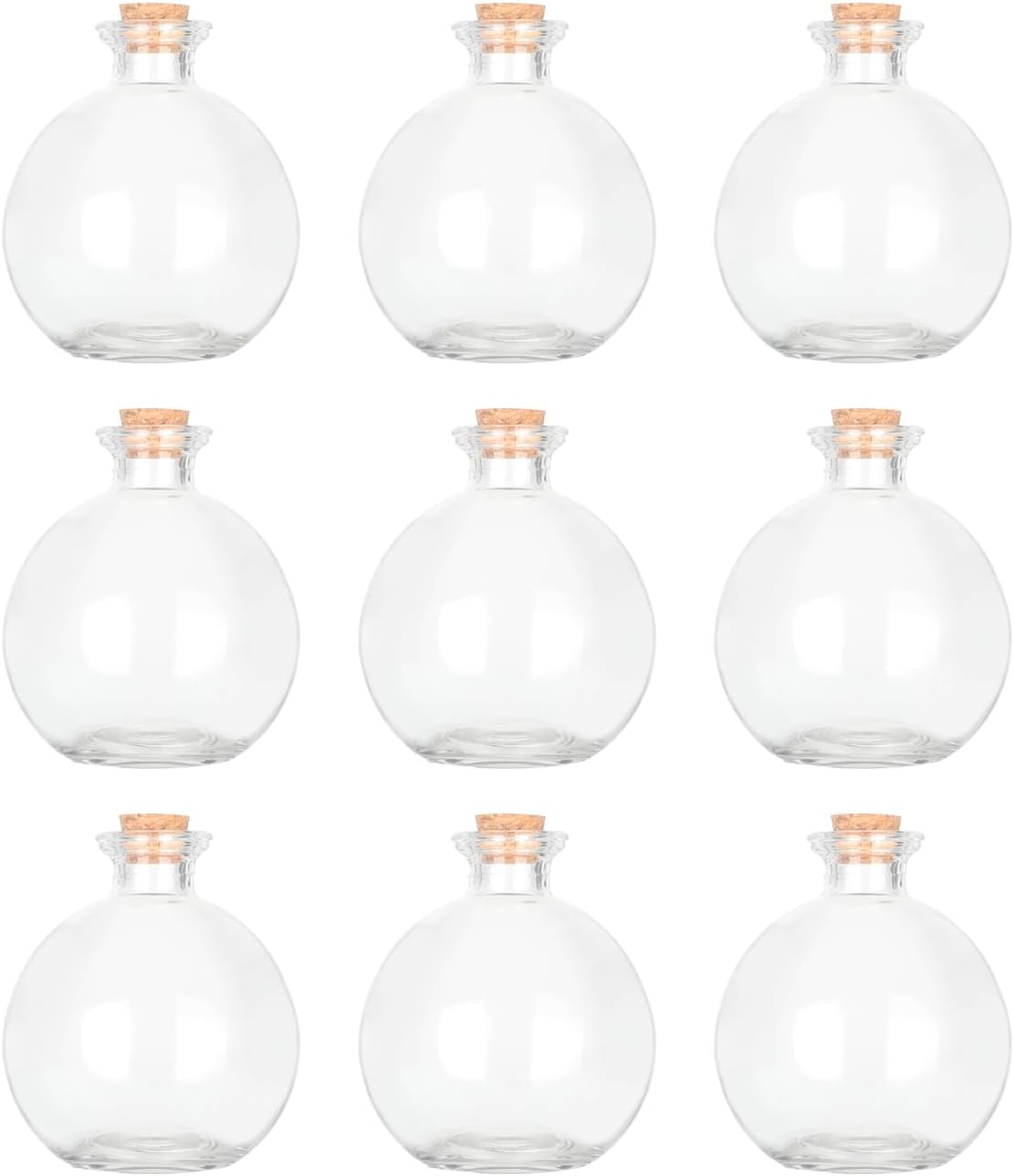 Magic Season Decorative Glass Bottles with Cork Stoppers - 260 ml Potion Bottles (9 Pcs)
