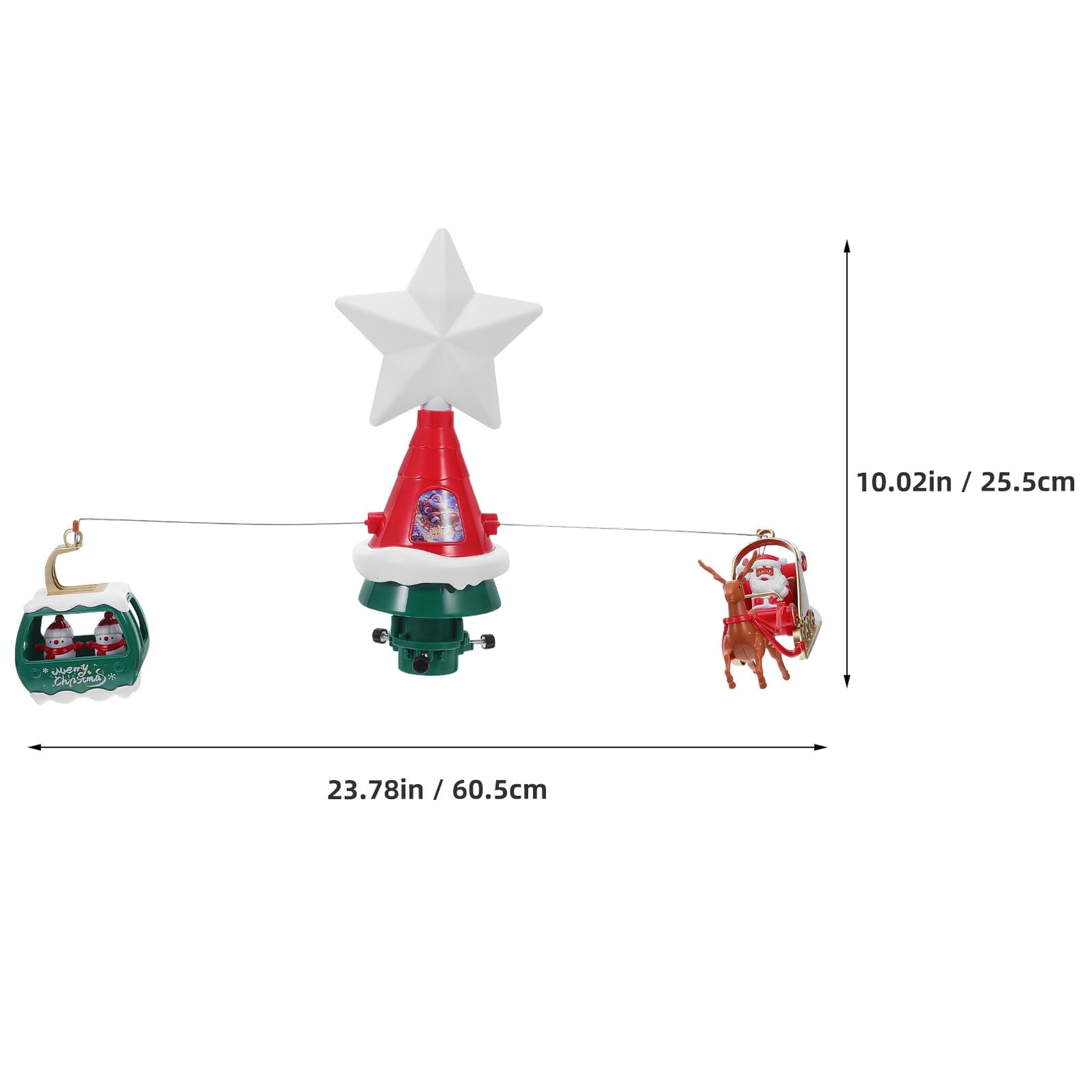 Baluue Étoile de Sapin de Noël Rotative avec Lumières Musicales Motifs Père Noël Traîneau et Bonhomme de Décoration Intérieure Extérieure pour Fêtes