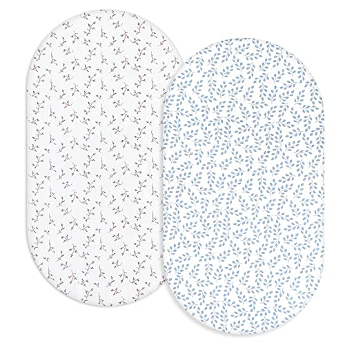 Image of Coldwind Muslin Bassinet Sheet for Baby Girl Boy, Boho Bassinet Sheets Fitted for Oval Hourglass Rectangular Bassinet Mattress Pad(32"x16"x5.5"), 2 Pack, Soft Breathable