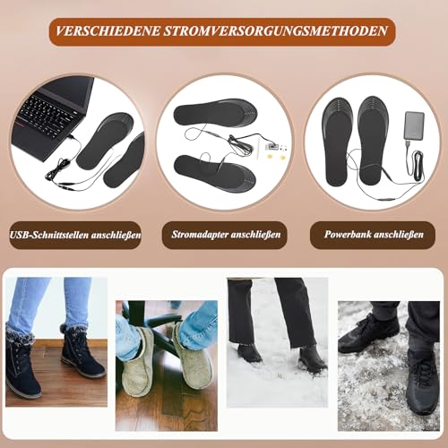 Sohlenwärmer, Waschbar Thermosohlen Fußwärmer Einlegesohlen, Fußwärmer Sohlen warme Füße für Damen Herren Schuhe, geeignet für Hausarbeit Skifahren Winter Camping Angeln