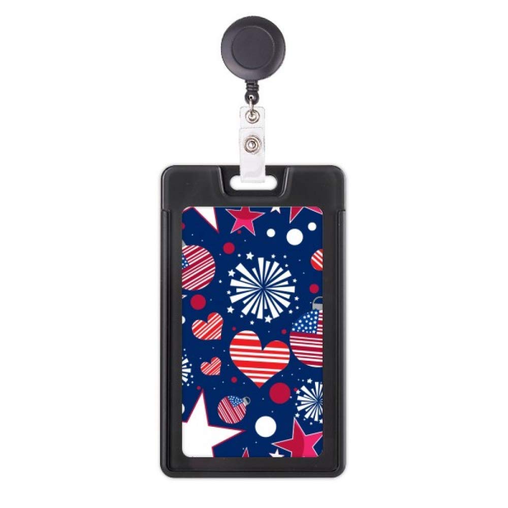 Porte-badge rétractable drapeau américain avec enrouleur robuste pour carte