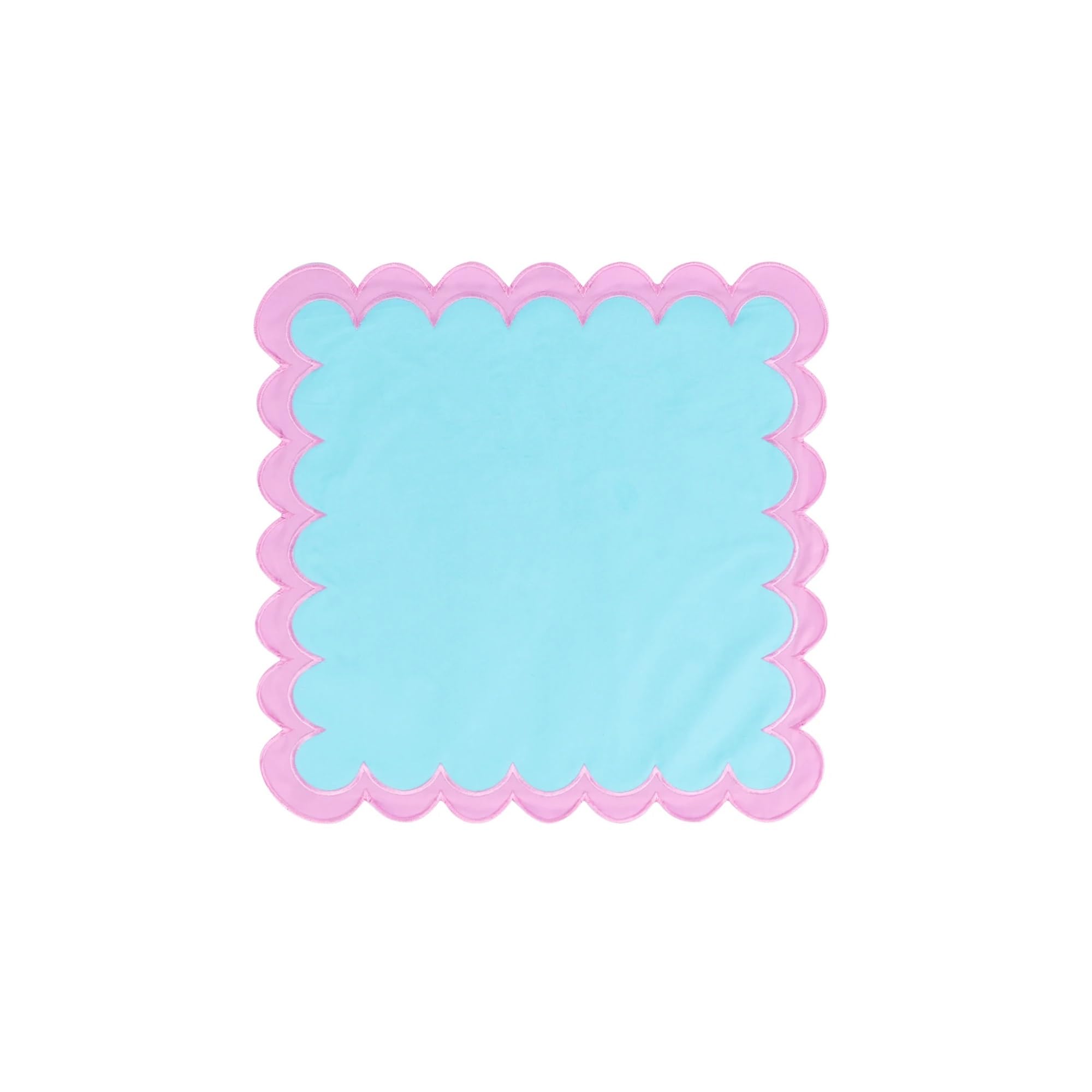 Servilletas de Tela Servilletas de algodón Grueso Reutilizables con Borde Ondulado y Doble Bordado, 1 o 4 Unidades, for Bodas, Fiestas decoración Mesa navideña(4PCS Pink Blue)