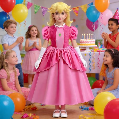 Disfraz completo de princesa color rosa para niñas 7-8 años miniatura 5