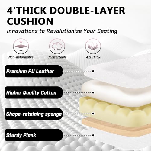 Image of 400lbs Office Chair with Foot Rest, Ergonomic Big and Tall Office Chair with Adjustable Headrest, High Back PU Leather Computer Chair,Comfy Heavy Duty Office Desk Chair (Classic White)