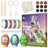 Easter Egg Decorating Kit with 2 Piece Stickers, Magic Crayons & Egg Stands | DIY Easter Crafts Non-Toxic Edible Dye for Easter Party Supplies,9 Colors Food Coloring Dye for Eggs