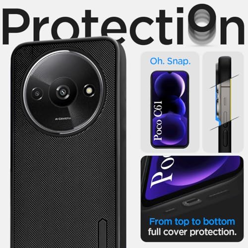 Image of Jkobi Back Cover Case for Xiaomi Poco C61 (Textured Grip Design | Camera Protection | Slim and Light Weight | Soft Touch and Feel | Black)
