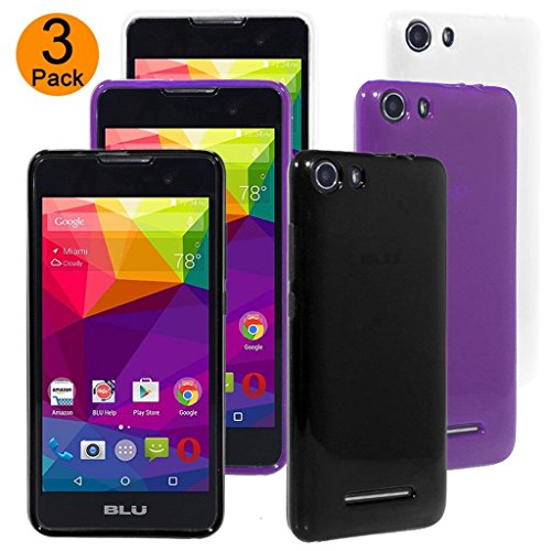 BLU Advance 5.0 Case, BLU Dash M Case, [3 Pack] Teayoha [Black][Clear][Purple] Soft TPU Case for BLU Advance 5.0 / BLU Dash M