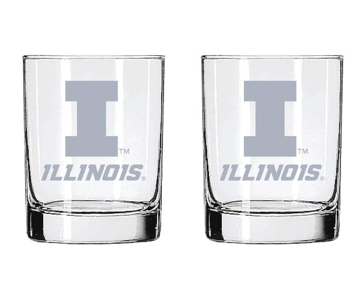 Illinois 2-Sided Satin Finish Rock Glass Set of 2 14oz