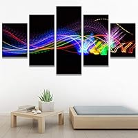 SIGNWIN 5 Panel Canvas Wall Art Abstract Brushstroke Closeup Digital Art Modern Artwork for Home Decorations Ready to Hang - 60