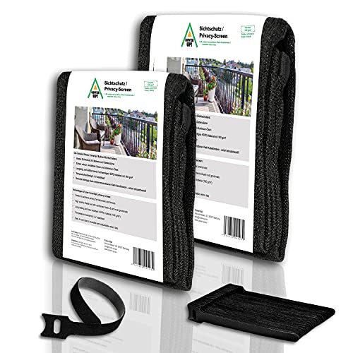 CoverUp! Malla para balcón 0,9 x 3 m [180 g/m²] - Pantalla de privacidad para Balcones Incluye 30 Bridas de Velcro Reutilizables Cover