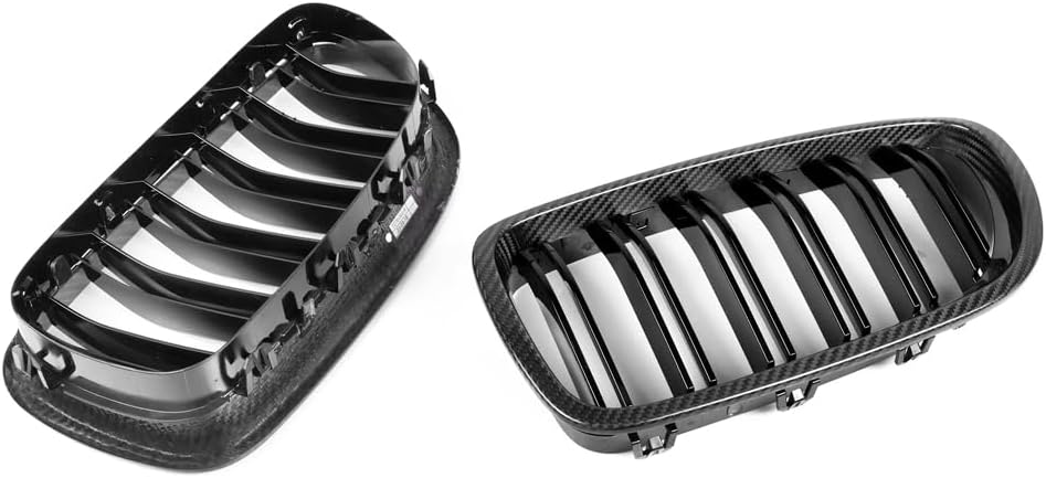 Carbon Fiber Front Replacement Kidney Grille Grill For BMW 5 Series F10 F11 F18 M5 2010-2017 (Double Line & Black)