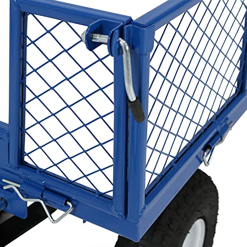 Sunnydaze Utility Steel Dump Garden Cart, Outdoor Lawn Wagon With Removable Sides, Heavy-Duty 400 Pound Capacity, Blue #TOP6
