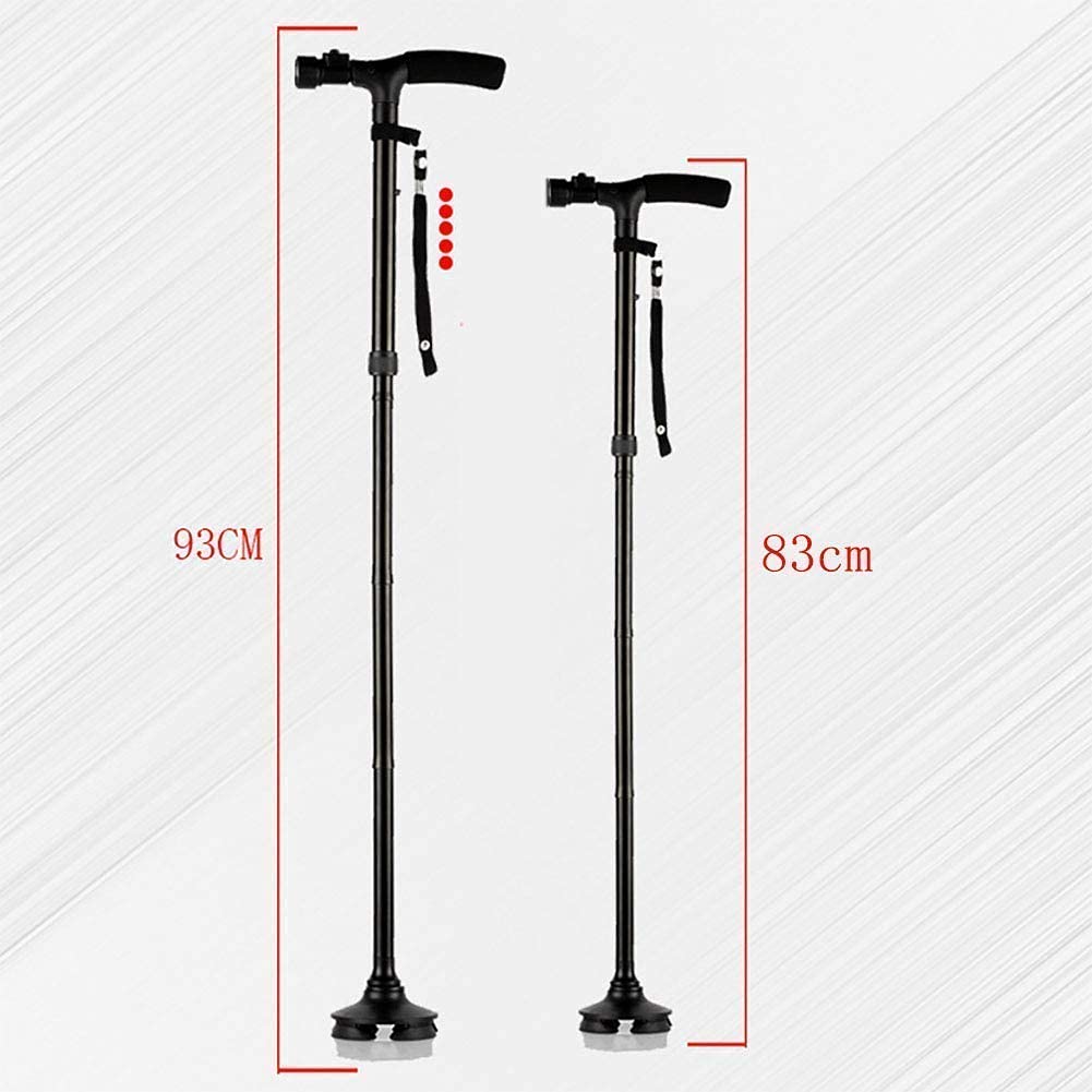 Muletas Ajustables, Bastones Plegables Ajustables y Bastones, con luz LED, Mango de Esponja, rotación Libre de 360 ​​°, para Hombres y Mujeres Familiares Present