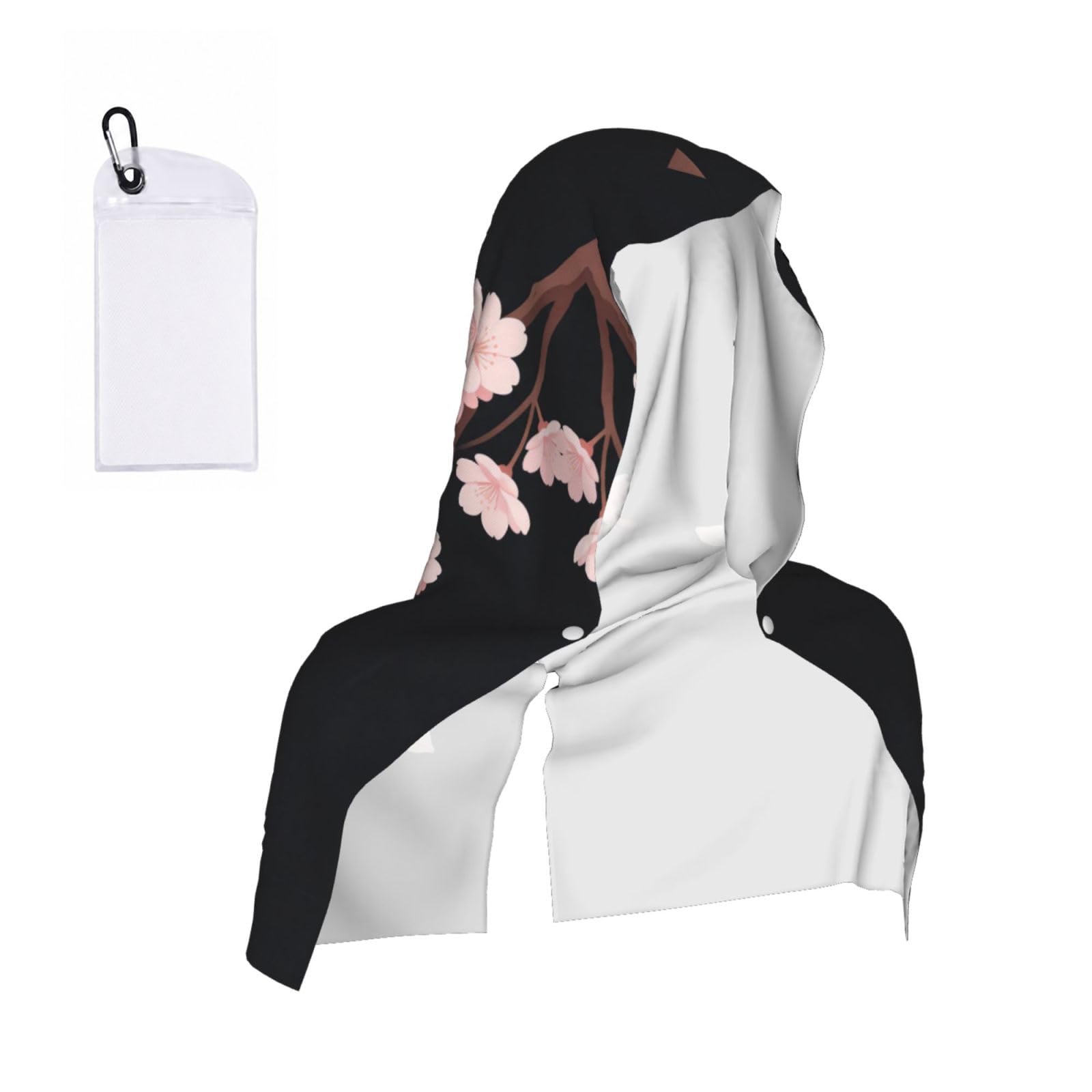 CNTDBU Night Cherry Cooling Towel Hooded-Instant Chill Neck Cover for Sports, UV Cooling Rag for Running Gym