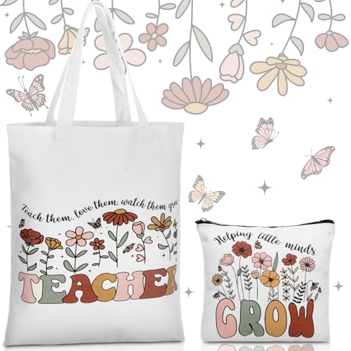 Shinylin 2 Pcs End of Year Physical Therapy Gifts Physical Therapist Tote Bag with Makeup Bag Occupational Therapy Appreciation Gifts Thank You Retirement Presents for Women Pt Pta Ot