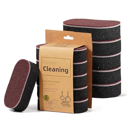 Image of Cleaning Sponges Eraser - Emery Scrub Sponge for Pots & Pans, Heavy Duty Rust & Stain Remover, High-Density Oil-Absorbing Sponge for Kitchen, Dish, Sink & Cookware Cleaning