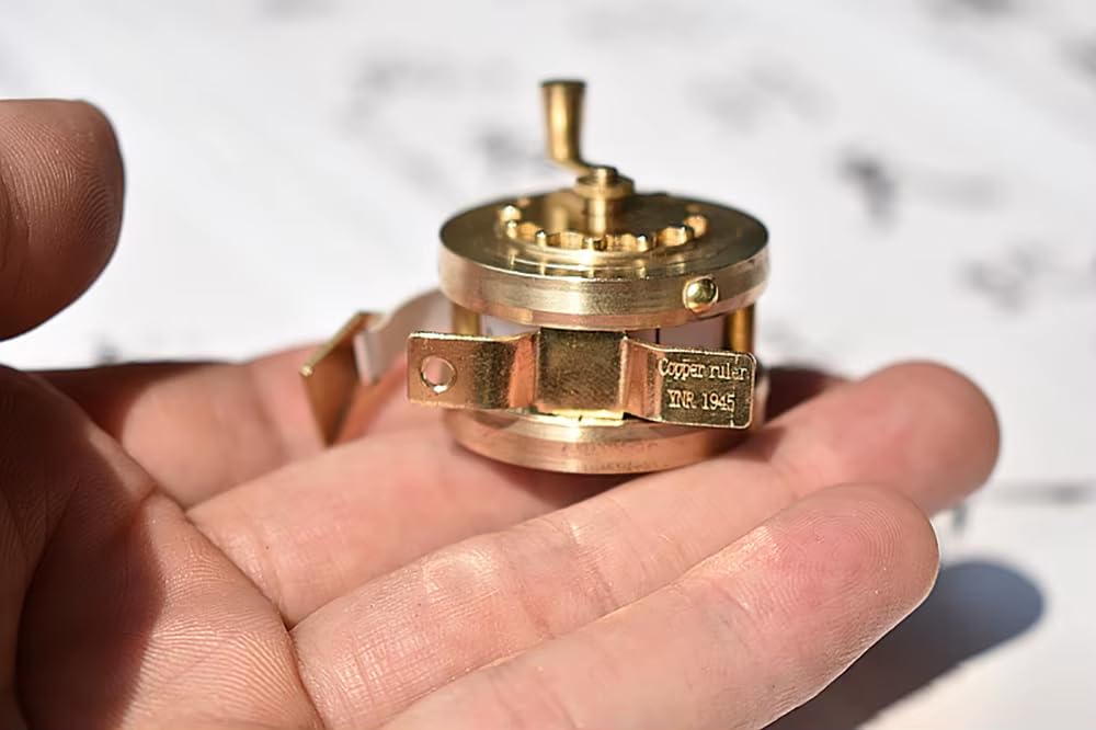 Mètre Ruban, Mini Mètre Ruban Vintage en Cuivre, Outil de Couture Rétractable Manuel avec Volant en Laiton