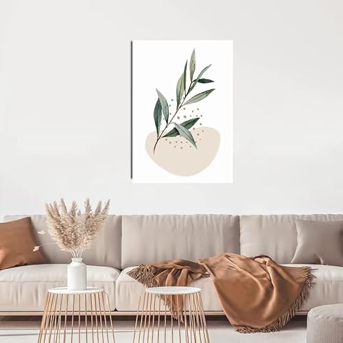 DFZEWKI Green Bohemian Wall Art Nordic Abstract Plant Leaves Canvas Prints for Modern Home Decor(50x75cm(20x30in)/No frame)