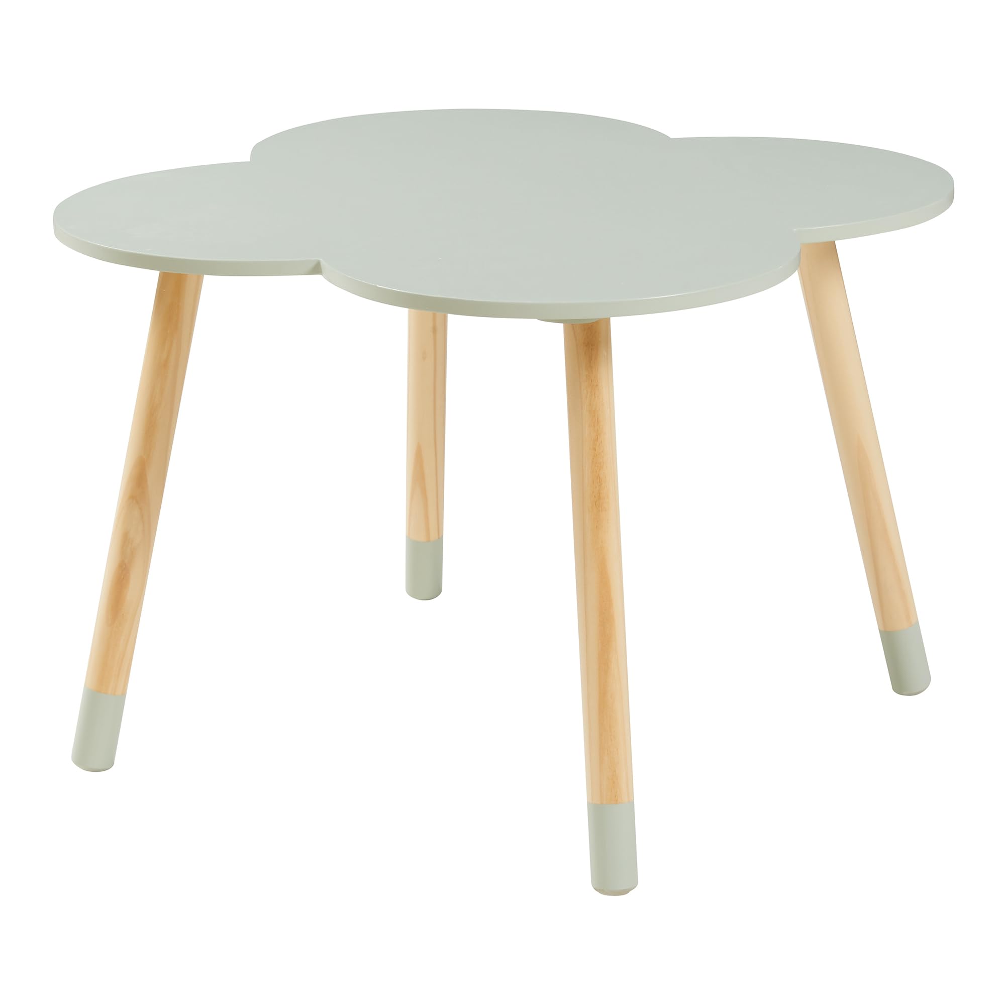 [en.casa] Set di 3 Mobili per Cameretta Tavolino e 2 Sedie con Schienale Tavolo a Forma di Nuvola a Misura di Bimbi per Area Gioco Bambini - Verde Menta/Naturale