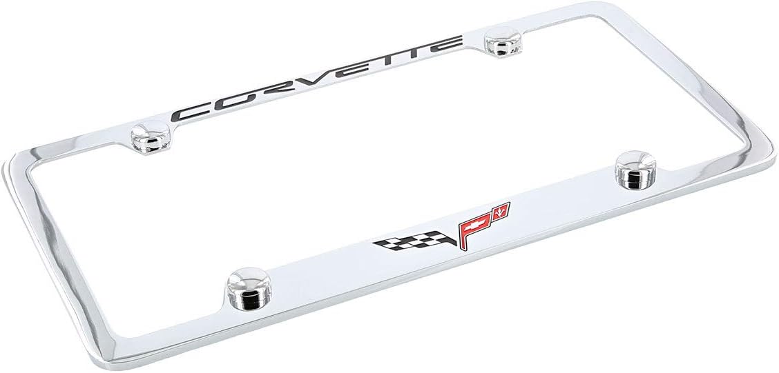 Chevrolet Corvette C6 License Plate Frame Holder (4 Hole/Brass, Chrome/Bottom)
