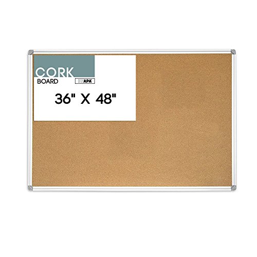 Ilyapa 36 x 48 Inch Cork Board – Aluminum Framed Large Corkboard Bulletin Board for Home, Office or Dorm