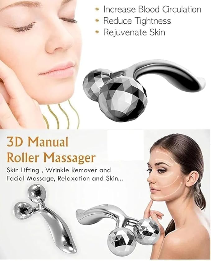 TrueBucks 3D Face & Body 360° Rotating Manual Massager Roller - Skin Lifting Wrinkle Remover Facial Massager (Silver) TrueBucks 3D Face & Body 360° Rotating Manual Massager Roller - Skin Lifting Wrinkle Remover Facial Massager (Silver)
