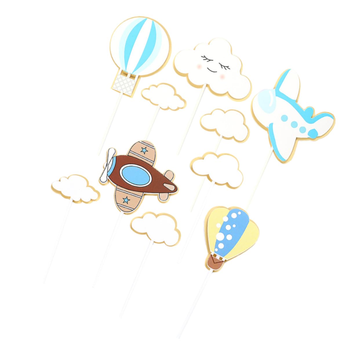 Abaodam 60 Pz Plettri Di Torta Nuvola Festa Topper Per Torte in Mongolfiera Baby Topper Cupcake Nuvola Decorazione Torta Baby Shower Nube Aereo Compleanno Bambino Le Nuvole