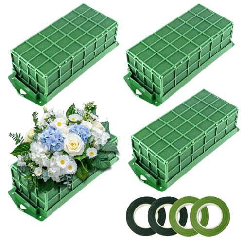 4 Pack Floral Foam Cage Foam Cage Blocks for Fresh Flower Green Flower Cage Holders for Artificial Flower Arrangement Wedding Holiday Interior and Garden Decorations