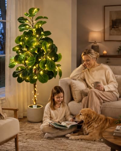 5Ft Artificial Fiddle Leaf Fig Tree Tall Fake Plants Indoor Faux Trees - image 6