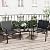 Greesum 3 Pieces Patio Furniture Set Outdoor Conversation Textilene Fabric Chairs for Lawn, Garden, Balcony, Poolside with A Glass Coffee Table, Black