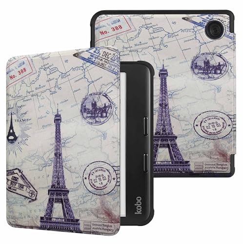 Image of ProElite Cover Case for Kobo Libra 7 inch Cover Case, Smart Flip Case Cover for Kobo Libra 7 inch Support Auto Sleep Wake, Eiffel
