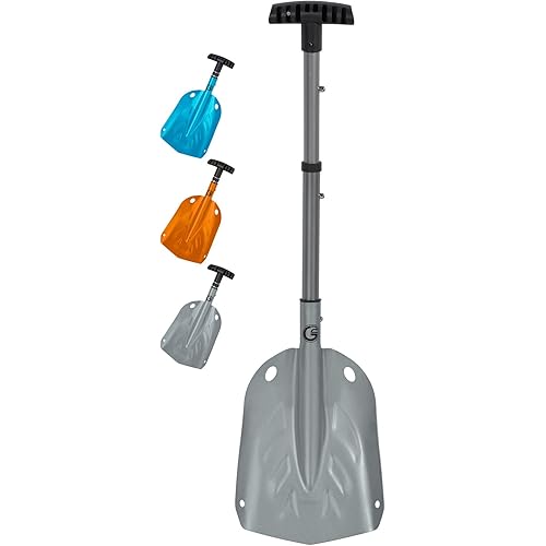 G2 Backcountry Lightweight Telescopic Avalanche Snow Shovel, Storage Down to 13 inch, Durable Aluminum Alloy Material, ABS Anti-Slip Proof Handle, Compact Storage Size (Grey)