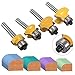 1/4-Inch Shank Roundover Edging Router Bit Set, Woodworking Milling Cutter Tools Corner Rounding Edge-Forming Bit Set 1/8