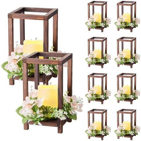 VEVOR 10er-Set Holzlaternen für Hochzeiten, inkl. 10 Holzlaternen...