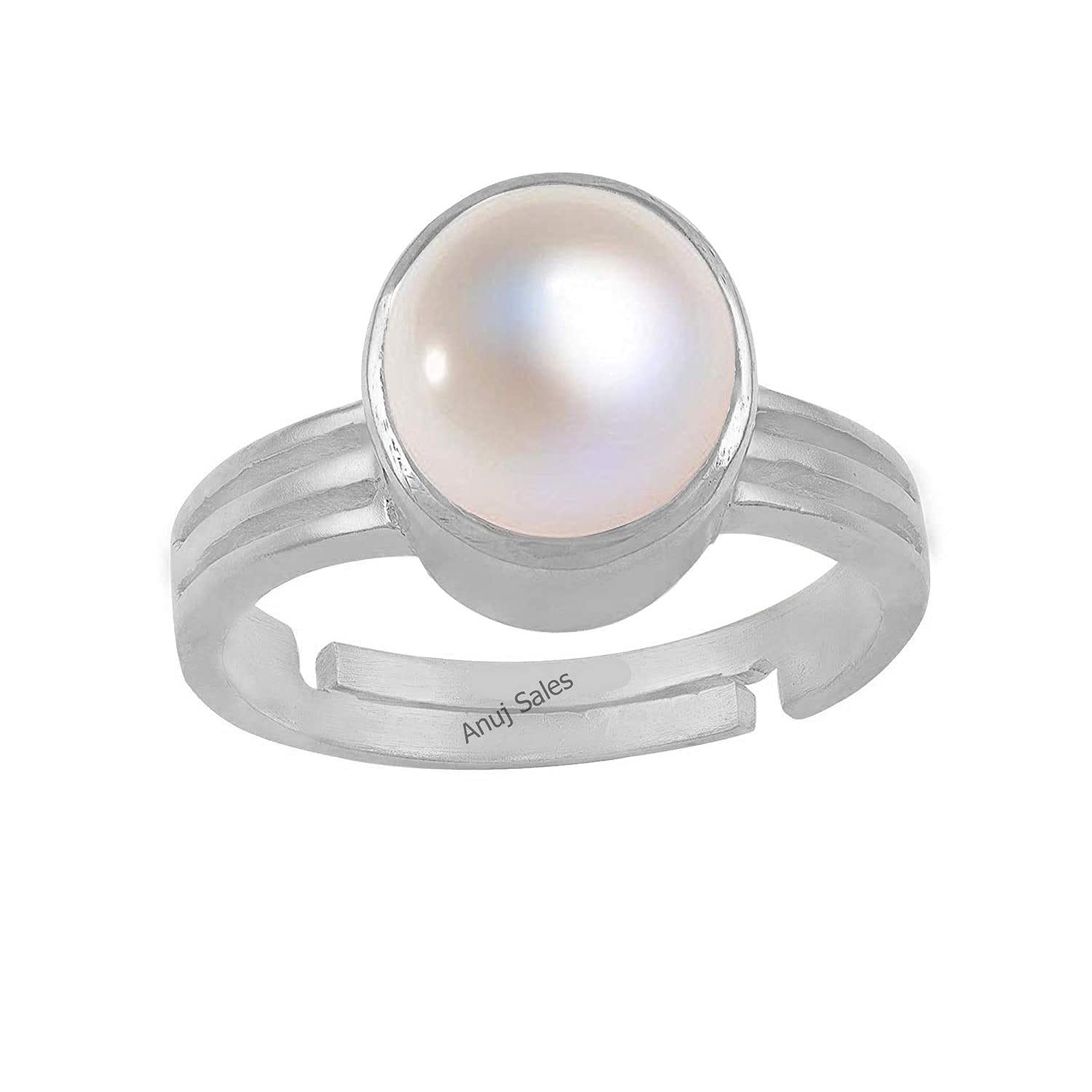 Anuj Sales South Sea Pearl 12.00 Carat Natural Pearl Gemstone Original Certified Moti Adjustable Astrological panchhdhaatu/Ashtadhatu Silver Plated Ring for Men and Women (B08W9T7VJM) Amazon Price History, Amazon Price Tracker