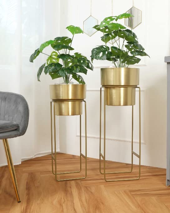 NU INVENTION Crafter Metal Indoor Plant Stand With Planter Pot (Gold) (set of 2) (B0BZV8MXG7) Amazon Price History, Amazon Price Tracker