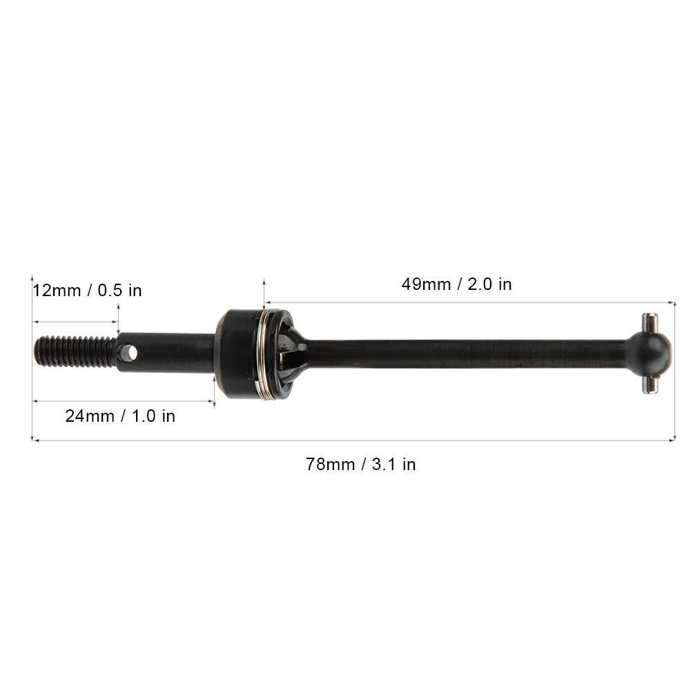 Tbest Arbre de Transmission RC, Arbres de Transmission Avant et arrière CVD en métal Noir 2PCS pour HPI RS4 Sport 3 1/10 RC modèle de Voiture(Noir)