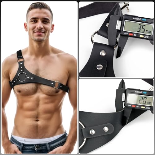 Chest Harness Belt for Men, Men's Body Harness Adjustable PU Leather Male Punk Chest Belt Shoulder Harness Muscle Show Fashion Costumes for Cosplay Party3