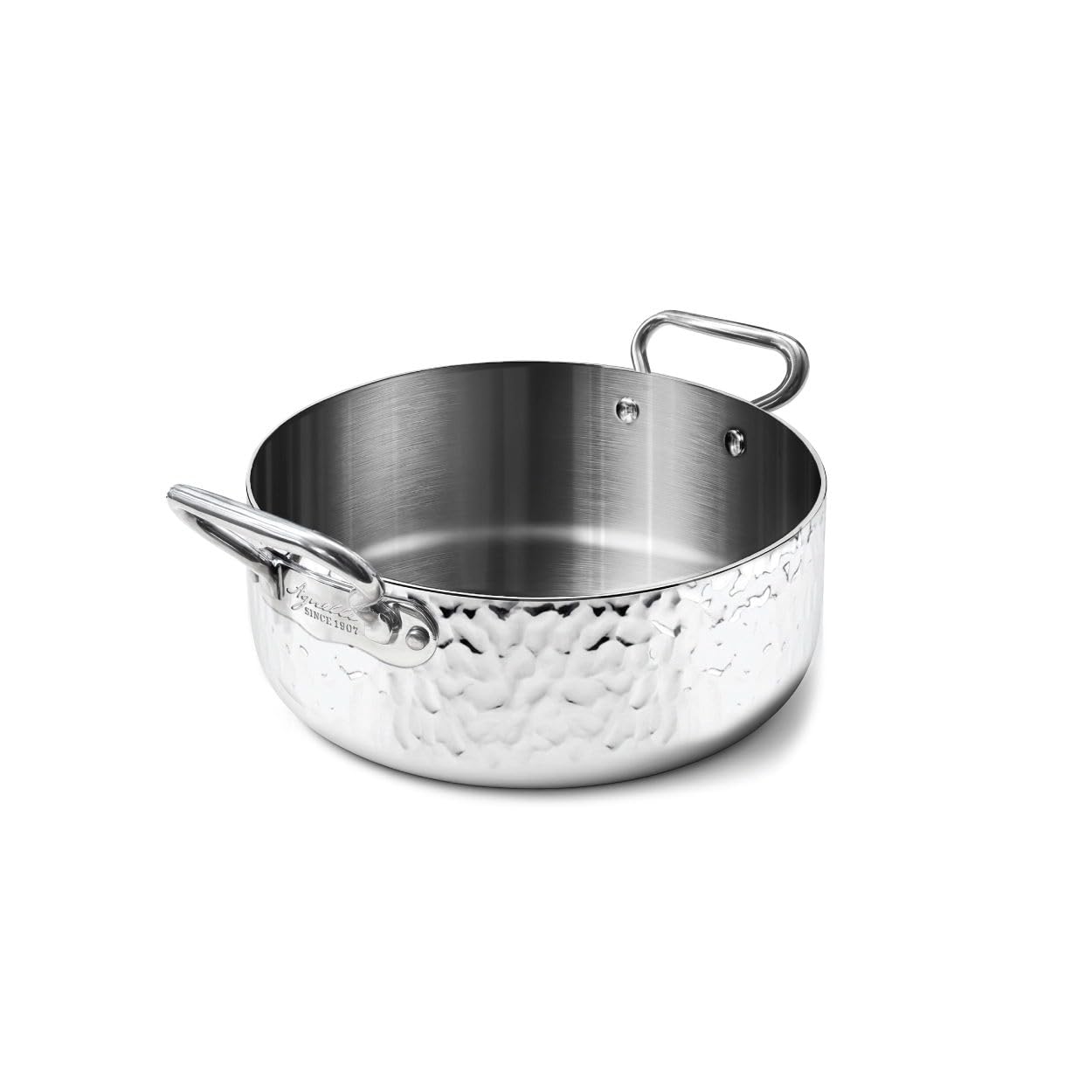 Pentole Agnelli ALUM106M28 casseruola bassa Aluinox 3ply martellato 28 cm acciaio inox