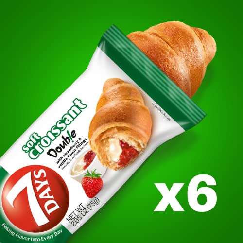7Days Soft Croissant, Strawberry & Vanilla Croissant, Breakfast Pastry, Individually Wrapped On The Go Snack, Non-GMO, 2.65 Ounce (Pack of 6)