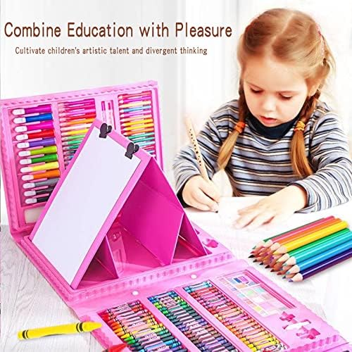 208 PCS Art Supplies,Drawing Art Kit for Kids Adults Art Set with Double Sided Trifold Easel, Oil Pastels,Crayons, Colored Pencils, Watercolor Pens Gift for Girls Boys Artist,Pink 6 51A0HCzApJL. AC