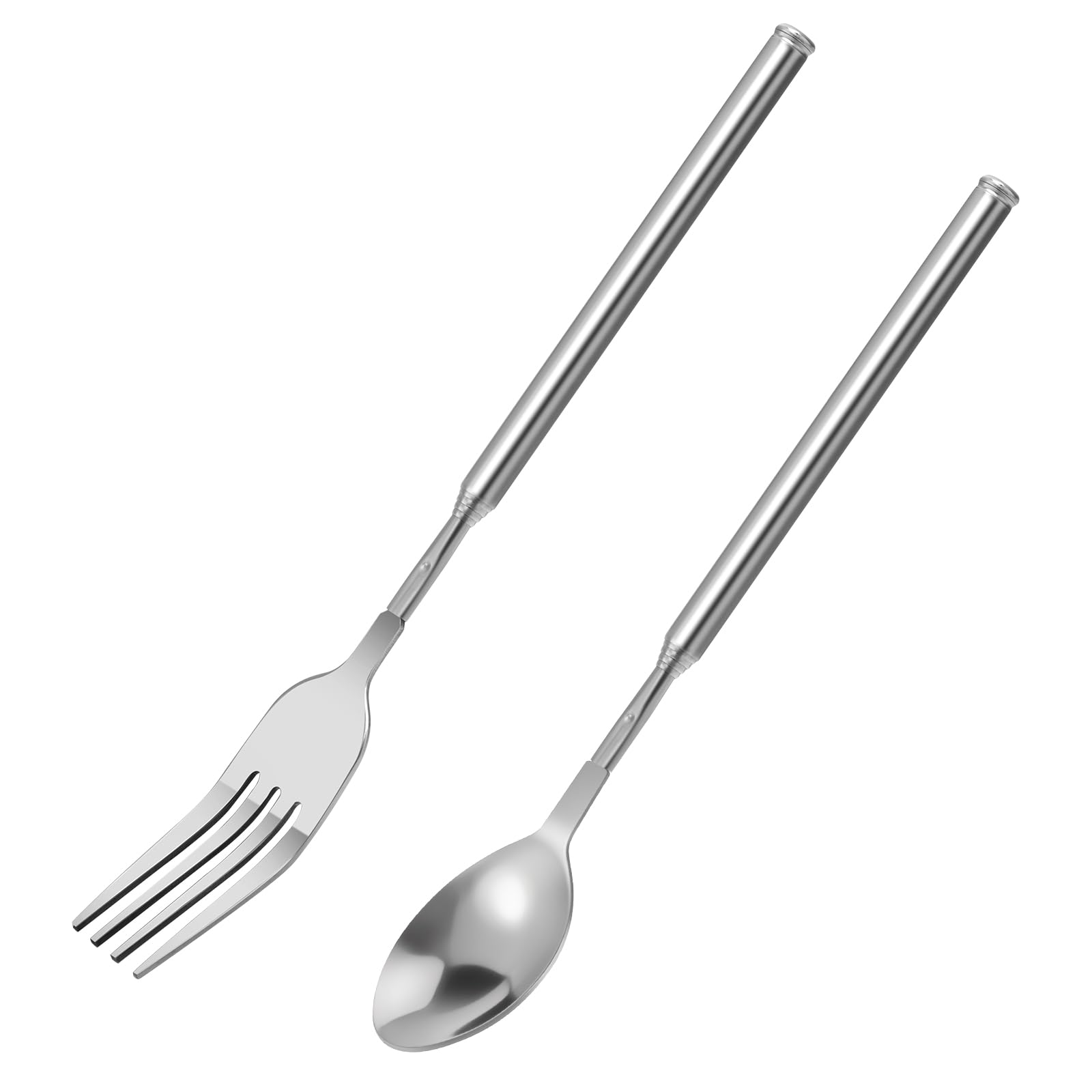 Ausziehbare Gabellöffel Aus Edelstahl – 2 Stück, Teleskopierbar 22–65 Cm, Für Grill & Picknick