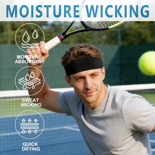 Image of Cooling Headbands for Men 4 Pack, Moisture Wicking Sweat Bands for Gym