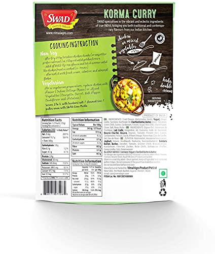 Image of SWAD Korma Curry Gravy Easy to cook gravy- Pure Vegetarian, 250GM - (Pack of 2)