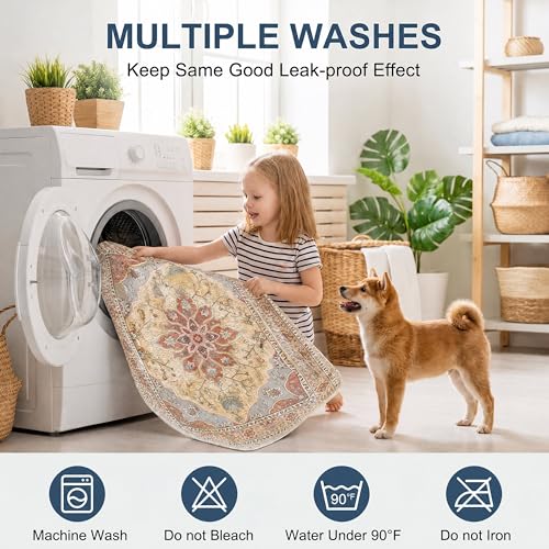 Image of 4PACK Washable Guinea Pig Pee Pads,Absorbent Reusable Guinea Pig Cage Liners,Waterproof,Leak-Proof & Non-Slip Potty Pads for Small Animals Rabbit Hamster Rat.(Orange Amber Floral,24 inchx48 inch)