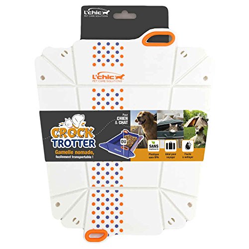 CYNJO Chop2bowl Dog and Cat Travel Collapsible Water and Food Bowl Snap on Chopping Board (White with dots)